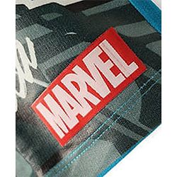 Pine Kids Marvel Terry Knit Half Drop Shoulder Sleeves Oversized T-Shirt with Captain America Puff Graphics - Teal Blue
