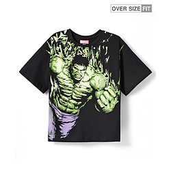 Pine Kids Marvel Single Jersey Knit Half Sleeves Drop Shoulder T-Shirt With Avengers Graphic - Black