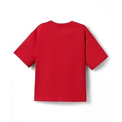 Pine Kids Marvel Single Jersey Knit Half Sleeves Drop Shoulder T-Shirt With Spider Man Graphic - Red
