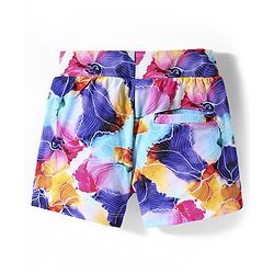 Pine Active Knit Above Knee Length Super Stretch Athletic Shorts with Abstract Print - Multicolor
