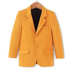 Pine Kids Knit Full Sleeves Solid Color Blazer - Mustard