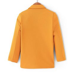 Pine Kids Knit Full Sleeves Solid Color Blazer - Mustard