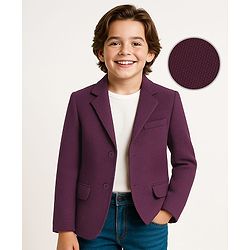 Pine Kids Knit Full Sleeves Solid Color Blazer - Wine