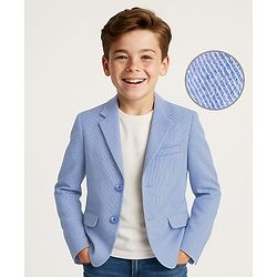 Pine Kids Knit Full Sleeves Solid Color Blazer - Light Blue