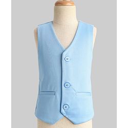 Pine Kids Knit Full Sleeves Solid 3 Piece Party Suit With Bow - Light Blue