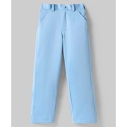 Pine Kids Knit Full Sleeves Solid 3 Piece Party Suit With Bow - Light Blue