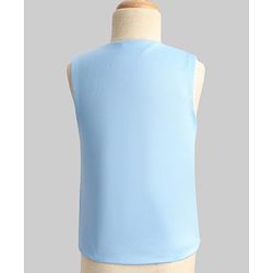 Pine Kids Knit Full Sleeves Solid 3 Piece Party Suit With Bow - Light Blue