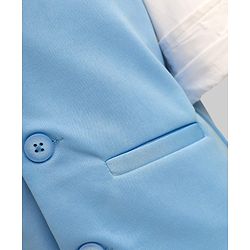 Pine Kids Knit Full Sleeves Solid 3 Piece Party Suit With Bow - Light Blue