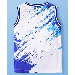 Pine Active Knit Sleeveless Basketball Printed T-Shirt & Shorts Set - White