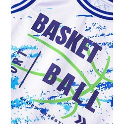 Pine Active Knit Sleeveless Basketball Printed T-Shirt & Shorts Set - White