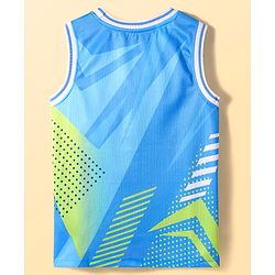 Pine Active Knit Sleeveless Printed Basketball T-Shirt & Shorts Set - Blue