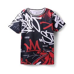 Pine Active Knit Half Sleeves Printed T-Shirt & Shorts - Black