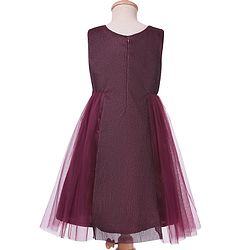 Pine Kids Woven Sleeveless Textured Party Dress with Bow Applique - Wine