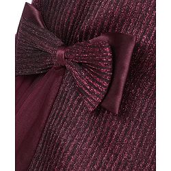 Pine Kids Woven Sleeveless Textured Party Dress with Bow Applique - Wine