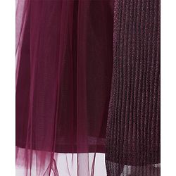 Pine Kids Woven Sleeveless Textured Party Dress with Bow Applique - Wine