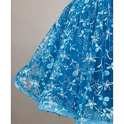 Pine Kids Woven Cold Shoulder Sleeves Party Dress With Floral Print - Blue