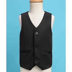 Pine Kids Knit Full Sleeves Solid Color 3 Piece Party Suit with Bow - Black
