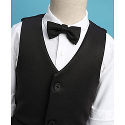 Pine Kids Knit Full Sleeves Solid Color 3 Piece Party Suit with Bow - Black