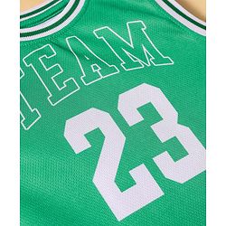 Pine Active Knit Sleeveless Number Printed Basketball T-Shirt & Shorts Set - Green