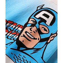 Pine Kids Marvel Terry Knit Half Sleeves Oversized Drop Shoulder Ombre Effect T-Shirt With Avengers Captain America Graphics - Light Blue