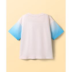Pine Kids Marvel Terry Knit Half Sleeves Oversized Drop Shoulder Ombre Effect T-Shirt With Avengers Captain America Graphics - Light Blue