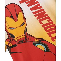 Pine Kids Marvel Terry Knit Half Sleeves Oversized Drop Shoulder Ombre Effect T-Shirt With Avengers Iron Man Graphics -Yellow & White