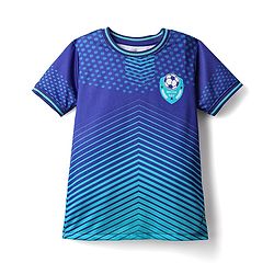 Pine Active Half Sleeves T-Shirt With Shorts Set With Football Print - Blue