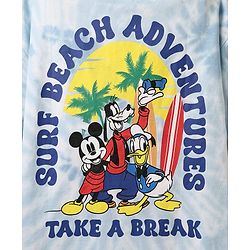 Pine Kids Disney Terry Knit Half Sleeves Oversized And Drop Shoulder Tie And Dye T-Shirt With Front And Back Mickey Mouse And Family Graphics -