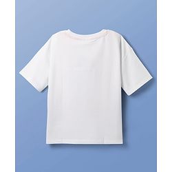 Pine Kids Marvel Terry Knit Half Sleeves Oversize And Drop Shoulder T-Shirt With Mickey Mouse Graphics And Reversible Pocket Detailing - White