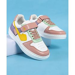Pine Kids Casual Shoes With Velcro Closure - White & Pink