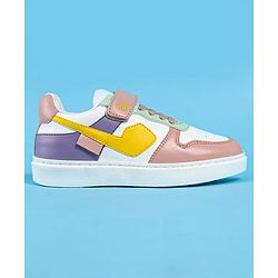 Pine Kids Casual Shoes With Velcro Closure - White & Pink