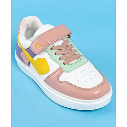 Pine Kids Casual Shoes With Velcro Closure - White & Pink