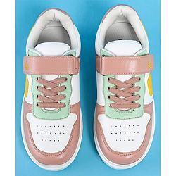 Pine Kids Casual Shoes With Velcro Closure - White & Pink