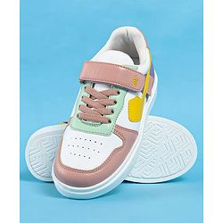 Pine Kids Casual Shoes With Velcro Closure - White & Pink