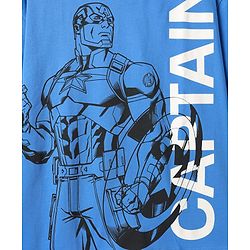 Pine Kids Marvel Single Jersey Knit Half Sleeve Drop Shoulder T-Shirt & Short Set With Captain America Graphic - Blue & Red