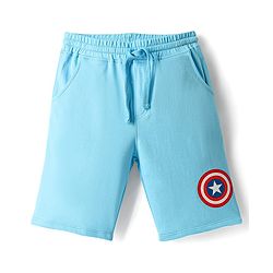 Pine Kids Marvel Single Jersey Knit Half Sleeves Drop Shoulder T-Shirt & Short Set With Captain America Graphics - Yellow & Blue