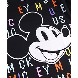 Pine Kids Disney Terry Knit Half Sleeves Oversize And Drop Shoulder T-Shirt With Mickey Mouse Graphics - Black