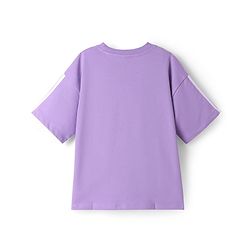 Pine Kids Disney Terry Knit Half Drop Shoulder Sleeves Oversized T-Shirt with Mickey Mouse Graphics - Lavender