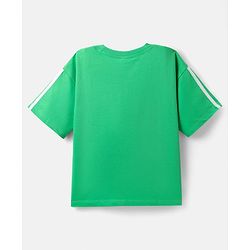 Pine Kids Marvel Terry Knit Half Sleeves Oversize And Drop Shoulder T-Shirt With Mickey Mouse Graphics - Light Green