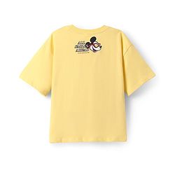 Pine Kids Disney Terry Knit Half Sleeves Oversize And Drop Shoulder T-Shirt With Front And Back Mickey Mouse Graphics - Yellow