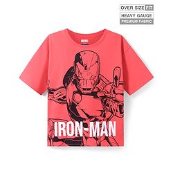 Pine Kids Disney Half Sleeves Drop Shoulder Iron Man Graphic Oversized T-Shirt - Red