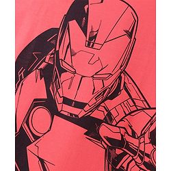 Pine Kids Disney Half Sleeves Drop Shoulder Iron Man Graphic Oversized T-Shirt - Red