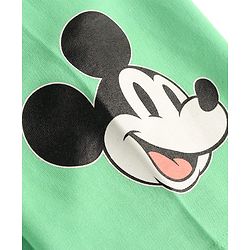 Pine Kids Disney Terry Knit Half Sleeves Drop Shoulder T-Shirt With Mickey Mouse Front & Back Graphic - Light Green