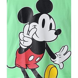Pine Kids Disney Terry Knit Half Sleeves Drop Shoulder T-Shirt With Mickey Mouse Front & Back Graphic - Light Green