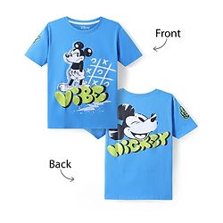 Pine Kids Disney Half Sleeves Front & Back Mickey Mouse Graphic T-Shirt - Blue
