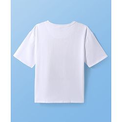 Pine Kids Disney Half Sleeves Drop Shoulder Mickey Mouse Graphic Oversized T-Shirt - White