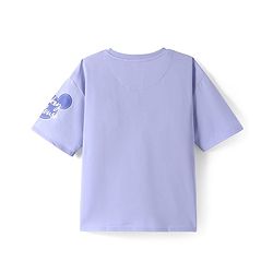 Pine Kids Disney Terry Knit Half Sleeves Drop Shoulder T-Shirt With Mickey Mouse Graphic - Lavender