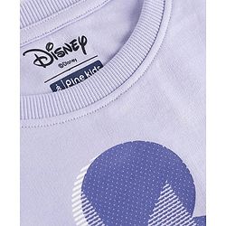 Pine Kids Disney Terry Knit Half Sleeves Drop Shoulder T-Shirt With Mickey Mouse Graphic - Lavender