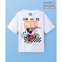 Pine Kids Disney Half Sleeves Drop Shoulder Mickey Mouse Graphic Oversized T-Shirt - White