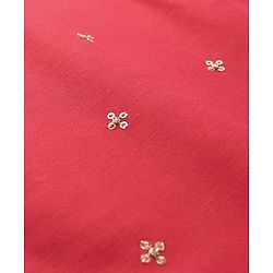 Pine Kids Woven Three Fourth Sleeves Kurta Churidar Set with Dupatta & Floral Embellisment and Lace Detailing - Red